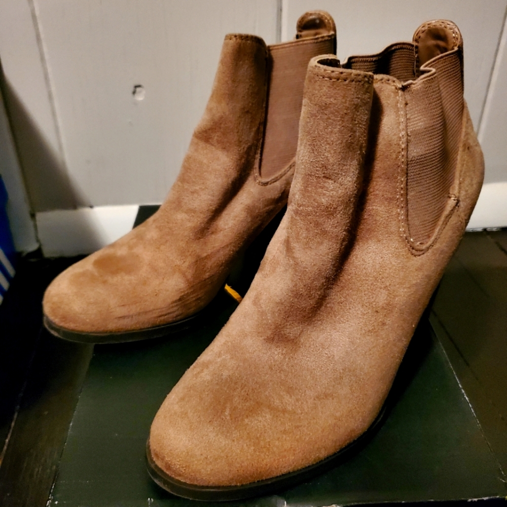Brown suede ankle boots